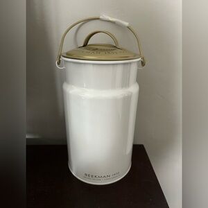 Beekman 1802 White Storage Milk Can with Gold Lid. Never used.